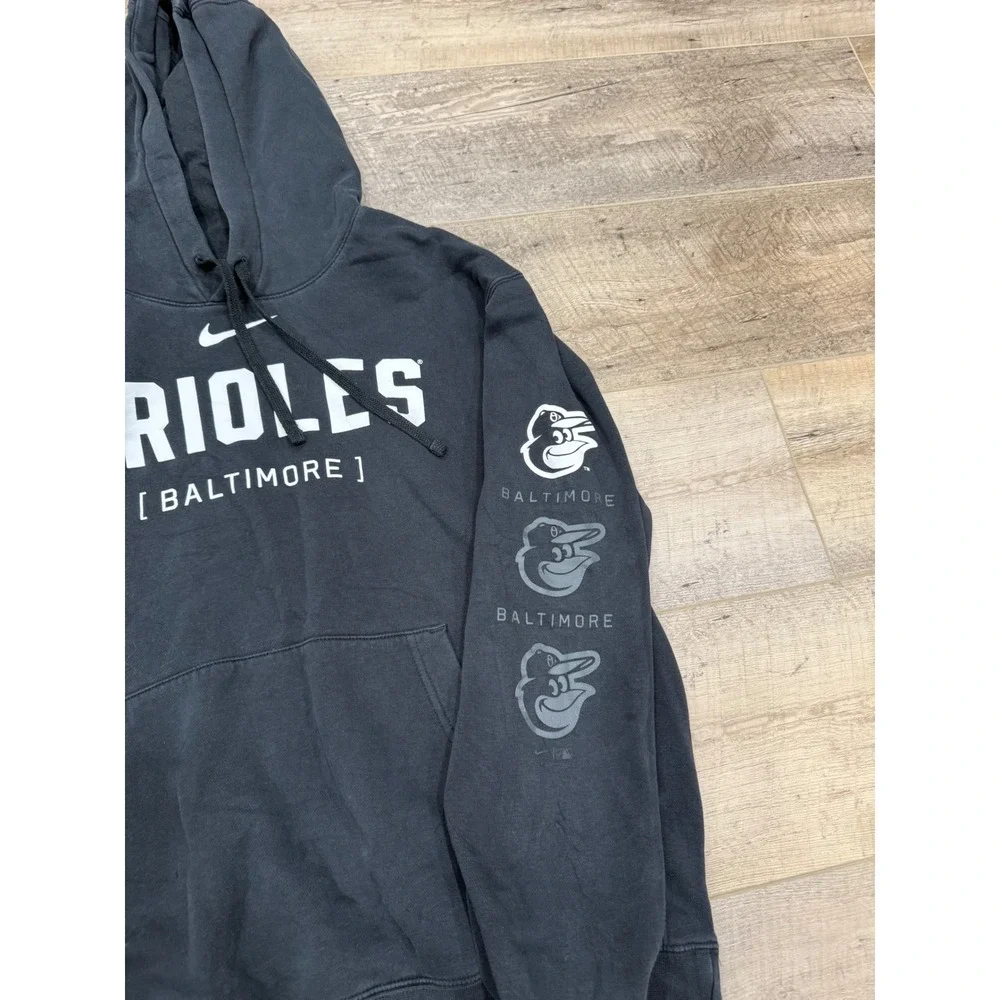 Nike‎ Baltimore Orioles Mens Small Black Graphic Hoodie Sweatshirt NKDK-00A